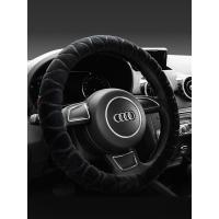 汽车方向盘套四季通用型把套短毛绒冬季小轿车装饰品车内用品冬天 压花黑色