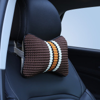 汽车用头枕靠枕一对护颈小枕头车内小车坎枕靠垫颈椎可爱座位颈部 棕一对