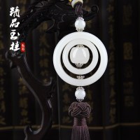 观音汽车挂件佛像饰品车内吊饰后视镜挂饰车载摆件平安符男女士 三环挂件咖啡须款