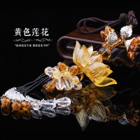 汽车挂件车用车内饰品莲花好运莲莲车饰琉璃符男女挂饰 珠子款黄色(礼盒装)