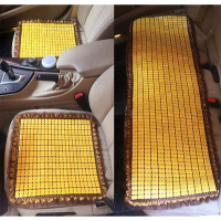 汽车竹垫单片竹片坐垫夏季凉垫单张单个夏天座垫无靠背三件套竹子 花边米色三件套