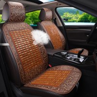 汽车竹垫单片竹片坐垫夏季凉垫单张单个夏天座垫无靠背三件套竹子 连体花型布边竹片款棕色单张