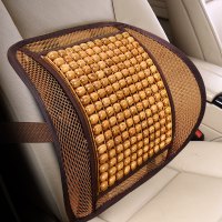 汽车腰靠垫木珠透气护腰按摩腰垫夏季车用办公室座椅腰枕靠背靠枕 橄榄木腰靠