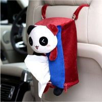 车载创意纸巾盒 汽车用抽纸盒套纸巾包挂式卡通可爱车内用品饰品 卖萌大熊猫挂式