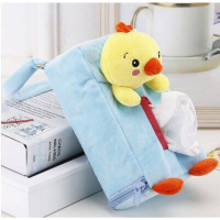 车载创意纸巾盒 汽车用抽纸盒套纸巾包挂式卡通可爱车内用品饰品 天蓝小黄鸡挂式