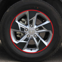 专用于本田XRV轮毂贴纸 本田XRV轮毂贴 XRV改装专用轮毂圈贴车贴 B款【碳纤黑】带红圈