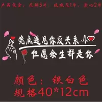 网红车贴潮流个性创意文字汽车贴纸车身拉花装饰后窗改装反光贴纸 余生遇见你（银白色）含花瓣，玫瑰花