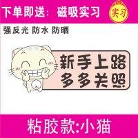 新手女车贴提示创意个性实习标志夜间反光搞笑车辆驾驶汽车贴纸 [反光粘胶]小猫-送磁性实习
