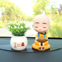 一禅小和尚汽车摆件车内网红高档创意可爱个性车载摇头公仔装饰品 [淡定+花果]送防滑垫+纳米胶