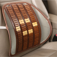 汽车腰靠垫护腰椎办公司座椅靠背木珠腰部按摩夏季车用透气支撑托 炭色腰靠