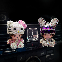 汽车空调出风口香水车载可爱卡通香薰高档摆件持久淡香车内饰品女 小猫i浅紫+兔耳帽紫色