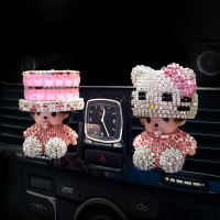 汽车空调出风口香水车载可爱卡通香薰高档摆件持久淡香车内饰品女 小猫浅粉+乔巴浅粉