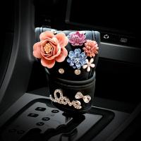 汽车镶钻花朵手刹套排挡套后视镜套车用安全带护肩套车饰车用女款 LOVE白蝴蝶节档位珠1个
