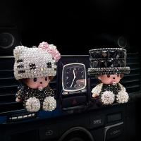 汽车空调出风口香水车载可爱卡通香薰高档摆件持久淡香车内饰品女 小猫黑色+乔巴黑色