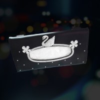 车载卫生纸巾盒汽车挂式车用创意可爱抽纸盒车内遮阳板多功能装饰 天鹅+黑色遮阳板