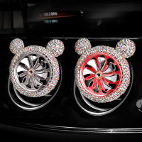 车载香水汽车空调出风口旋转风扇车内饰品摆件高档车里装饰用品女 米奇风口玫瑰金+银色