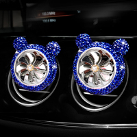 车载香水汽车空调出风口旋转风扇车内饰品摆件高档车里装饰用品女 米奇风口蓝色对装
