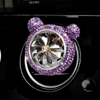车载香水汽车空调出风口旋转风扇车内饰品摆件高档车里装饰用品女 米奇风口香熏紫色