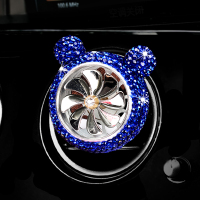 车载香水汽车空调出风口旋转风扇车内饰品摆件高档车里装饰用品女 米奇风口香熏蓝色