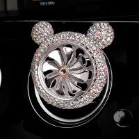 车载香水汽车空调出风口旋转风扇车内饰品摆件高档车里装饰用品女 米奇风口香熏银色