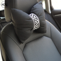 通用汽车方向盘套亚麻冰丝帆布四季波西米亚纹异域风情把套 头枕(一对)
