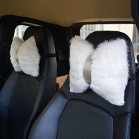 冬季ins白猫毛毛方向盘套 可爱毛绒把套 各车型通用电动车通用 头枕1对