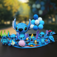 史迪仔汽车摆件创意可爱摇头史迪奇车内饰品车载装饰公仔汽车用品 微笑史迪+香蕉拉面摆件蓝球+垫子