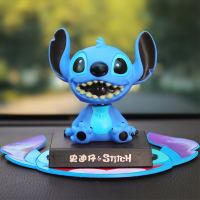 史迪仔汽车摆件创意可爱摇头史迪奇车内饰品车载装饰公仔汽车用品 微笑史迪仔+垫子