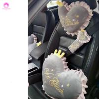 日版少女心黑丝绒珍珠蝴蝶结抱枕颈枕汽车头枕mini甲壳虫smart 爱心灰腰靠1个