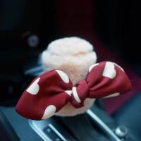 汽车方向盘套ins爱心酒红色小兔毛毛可爱把套E100知豆X1A3macan 藕色挡位套