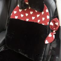 汽车方向盘套ins爱心酒红色小兔毛毛可爱把套E100知豆X1A3macan 黑色靠背1片