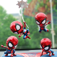 卡通车内饰品摆件Q版摇头蜘蛛钢铁侠汽车摆件车载个性弹簧装饰男 新A着地+B爬行+C飞翔+G款+垫