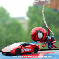 卡通车内饰品摆件Q版摇头蜘蛛钢铁侠汽车摆件车载个性弹簧装饰男 新G悬挂款+车+垫