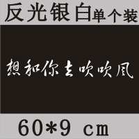 个性创意文字车身贴后窗玻璃保险杠反光汽车贴纸摩托车装饰拉花贴 吹吹风60cm白单个装