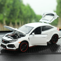 本田十代思域汽车摆件仿真合金车模型车载装饰高档网红车内饰品男 浅灰色白思域+中垫