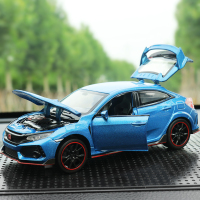 本田十代思域汽车摆件仿真合金车模型车载装饰高档网红车内饰品男 银色蓝思域+中垫