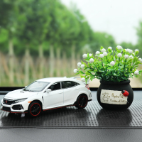 本田十代思域汽车摆件仿真合金车模型车载装饰高档网红车内饰品男 白思域+吉祥果+大垫