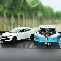 本田十代思域汽车摆件仿真合金车模型车载装饰高档网红车内饰品男 白思域+蓝香玛瑙+大垫
