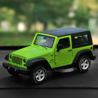 吉普牧马人合金车模型汽车摆件高档车载装饰品车内沸石香水座香熏 牧马人绿车+大垫