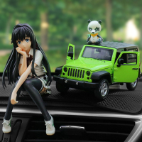 吉普牧马人合金车模型汽车摆件高档车载装饰品车内沸石香水座香熏 牧马人绿+雪乃+大垫