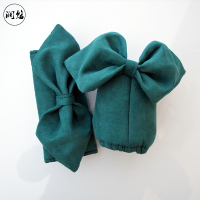 复古红色蝴蝶结方向盘套minismart甲壳虫polo雨燕晶锐ix25把套 祖母绿麂皮绒手刹挡位套