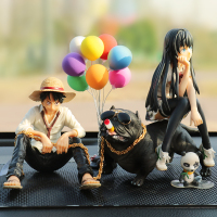 车内饰品摆件恶霸犬创意个性车上内饰狗狗中控台仿真公仔车载用品 坐飞哥+棕犬+雪姐彩球+垫