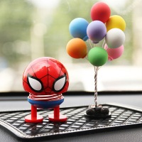 漫威汽车摆件蜘蛛侠车内装饰品美国队长钢铁侠手办中控台模型摆件 灰色Q蜘蛛侠彩球钻中