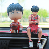 灌篮高手汽车摆件可爱樱木花道车载装饰卡通动漫手办车内摆件人偶 摇头红衣流川枫+大号流川枫+垫