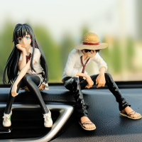 车内饰品摆件恶霸犬创意个性车上内饰狗狗中控台仿真公仔车载用品 明黄色雪姐+坐款飞哥