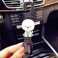 可爱亚克力卡通汽车挂钩置物钩 创意多功能车载椅背 挂垃圾袋钩子 紫红色挂钩-白泰迪
