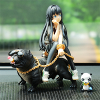 车内饰品摆件恶霸犬创意个性车上内饰狗狗中控台仿真公仔车载用品 雪姐+黑犬+中垫