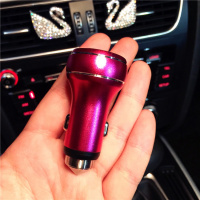 车载充电器一拖三12v快充车用多功能通用usb转接口汽车手机充电器 玫红-加强版车充