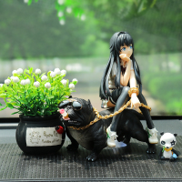 雪乃汽车摆件美少女动漫手办车载车内中控台装饰摆件女神装饰用品 黑色黑犬雪姐吉祥果垫