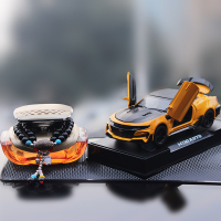 雪弗兰汽车摆件大蜂仿真车模型车载香水座网红路飞手办车内饰品 黄新大黄蜂+橙香+玛瑙流送垫